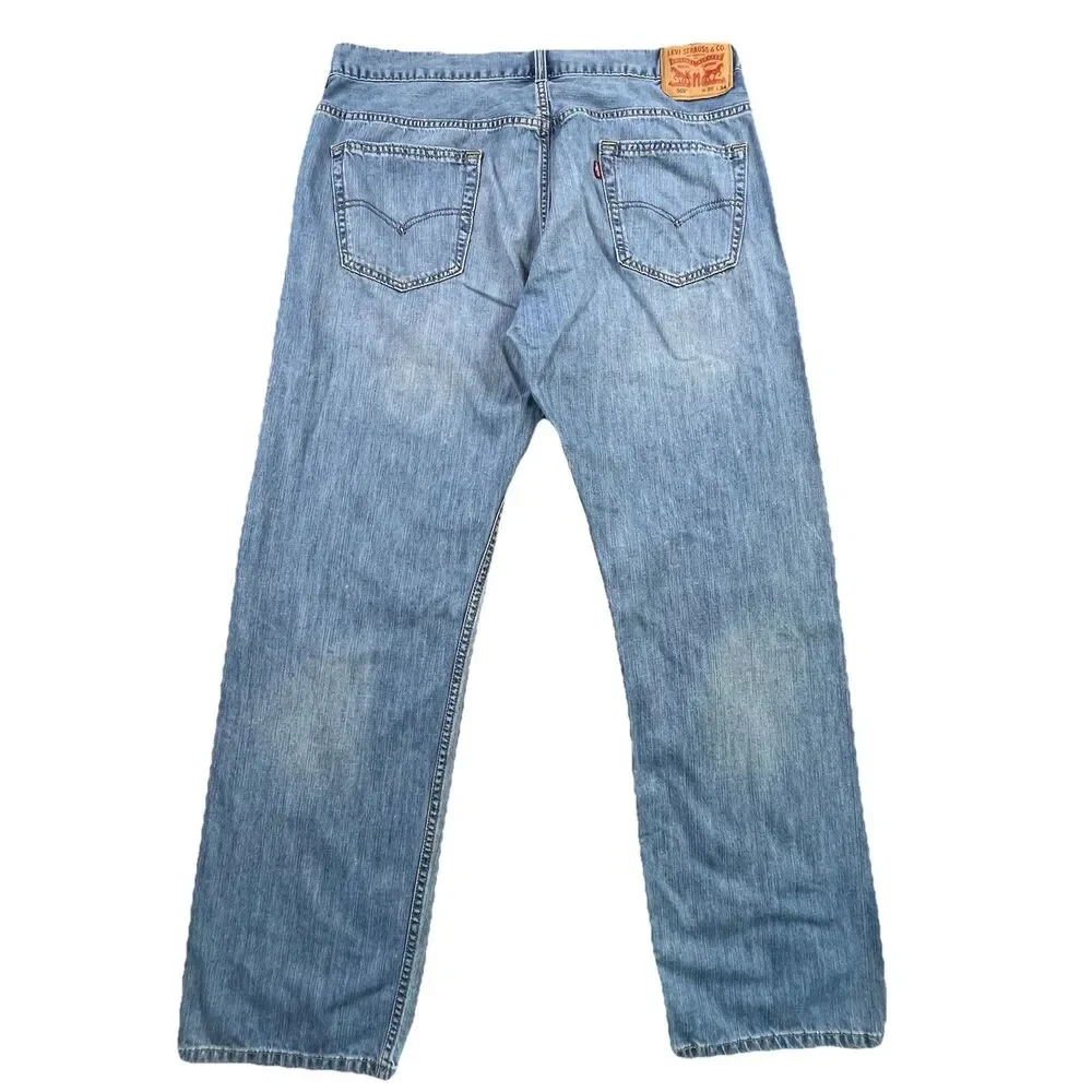 Levis 569 Jeans Mens 36x34 Blue Denim Light Wash Loose Straight Baggy Y2K
